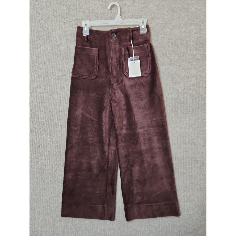 LC Lauren Conrad Super Wide Leg Crop Pants Women 4 Brown Corduroy Knit NEW